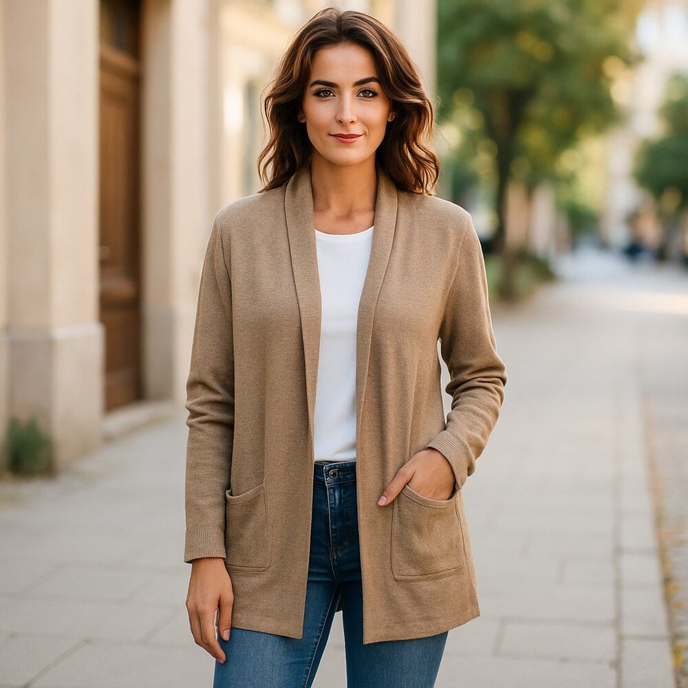 H&M Basic Open Front Angora Blend Longline Cardigan - Medium